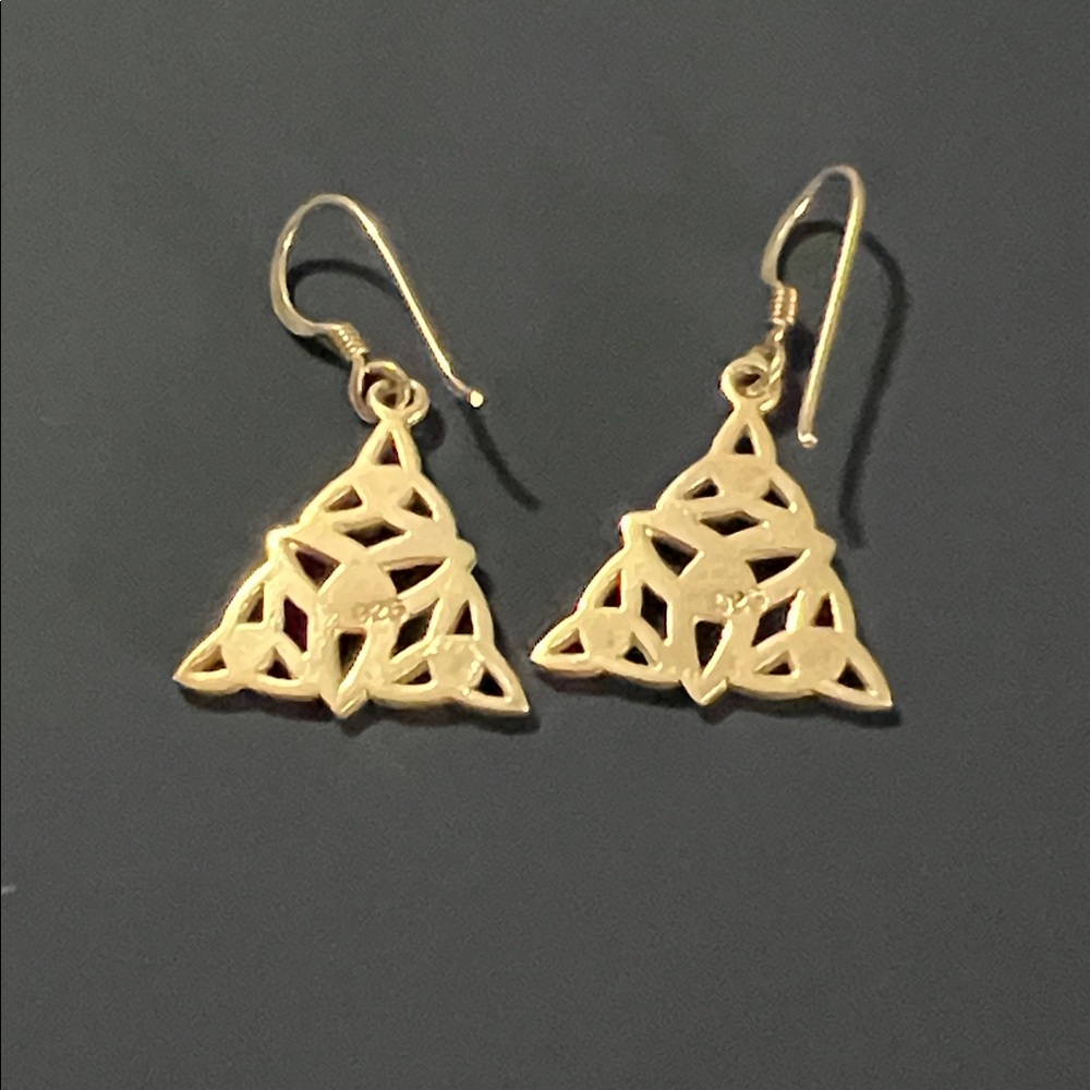 Sterling Silver Celtic Trinity Dangle Earrings - image 2